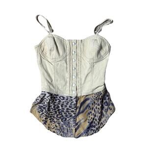 Rare Krizia Maglia Vintage 90s Tank Top Sz 6 Bra Bustier Sweetheart Button Front